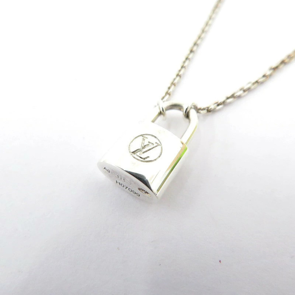 LOUIS VUITTON Pendant Lock It Necklace Silver